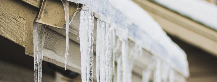 Icicles hanging from gutter